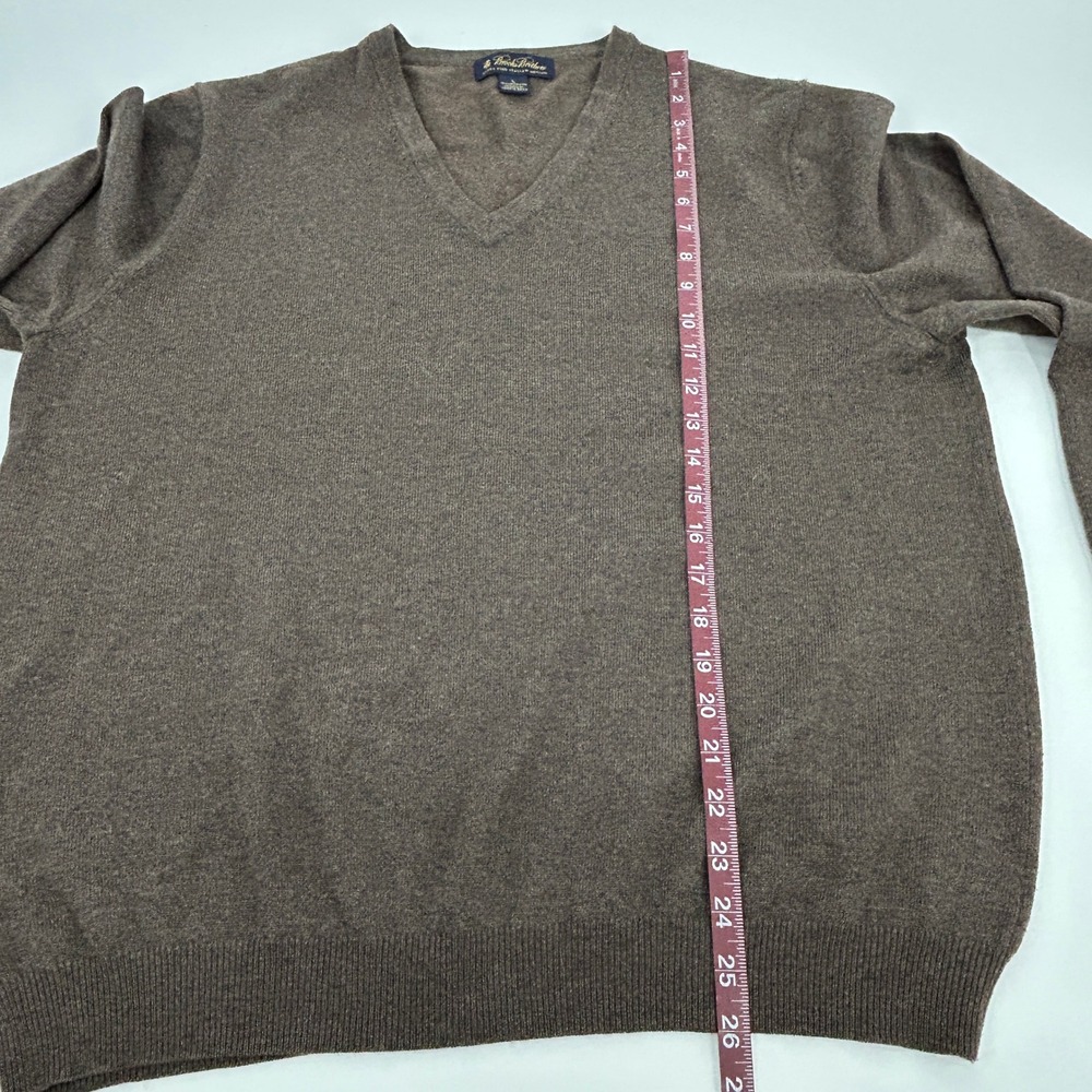 Brooks Brothers Sweater Mens L Brown V-Neck Extra Fine Italian Merino Wool Knit - Picture 7 of 8